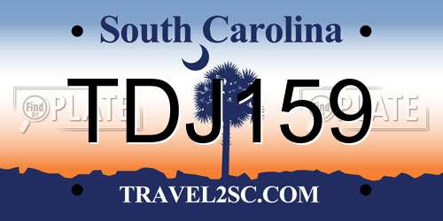 TDJ159 South Carolina License Plate