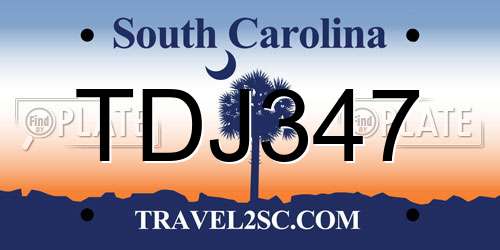TDJ347 South Carolina License Plate