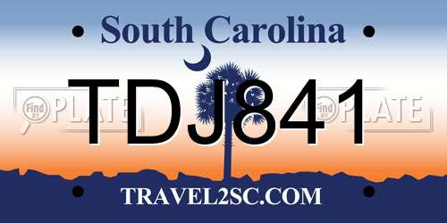 TDJ841 South Carolina License Plate