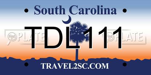 TDL111 South Carolina License Plate