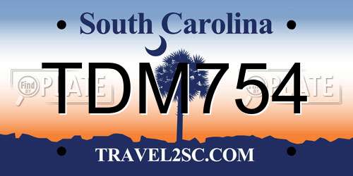 TDM754 South Carolina License Plate