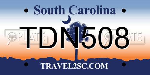 TDN508 South Carolina License Plate