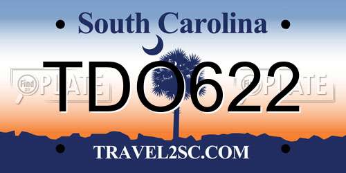 TDO622 South Carolina License Plate