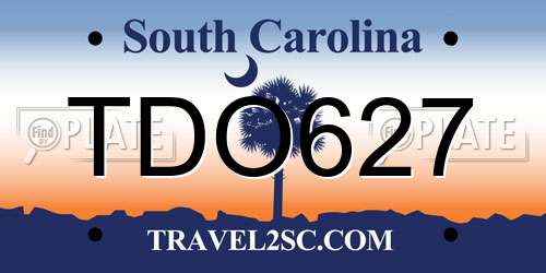 TDO627 South Carolina License Plate