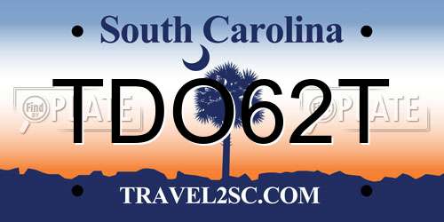 TDO62T South Carolina License Plate