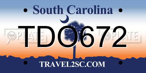 TDO672 South Carolina License Plate