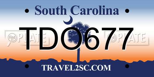 TDO677 South Carolina License Plate