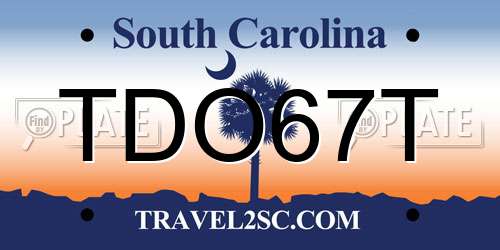 TDO67T South Carolina License Plate