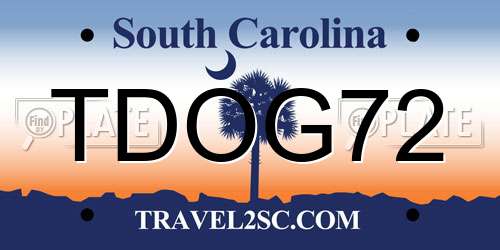 TDOG72 South Carolina License Plate