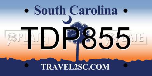 TDP855 South Carolina License Plate