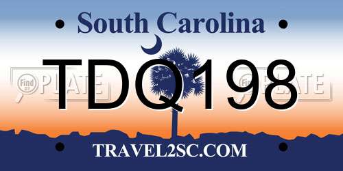 TDQ198 South Carolina License Plate