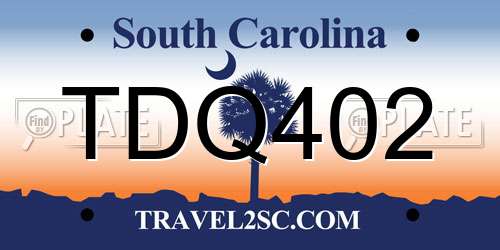 TDQ402 South Carolina License Plate