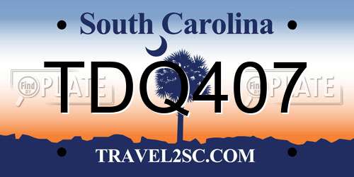 TDQ407 South Carolina License Plate