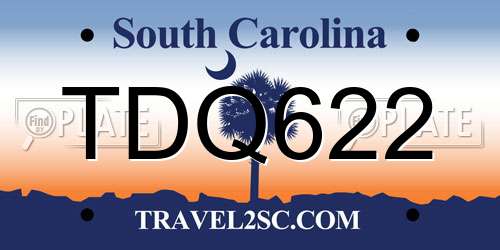 TDQ622 South Carolina License Plate