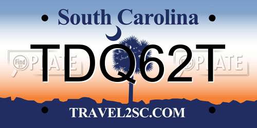 TDQ62T South Carolina License Plate