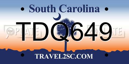 TDQ649 South Carolina License Plate