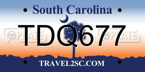 TDQ677 South Carolina License Plate