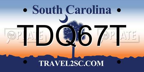 TDQ67T South Carolina License Plate