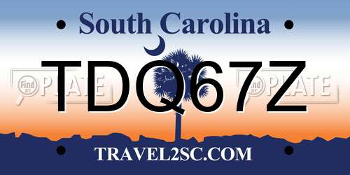 TDQ67Z South Carolina License Plate