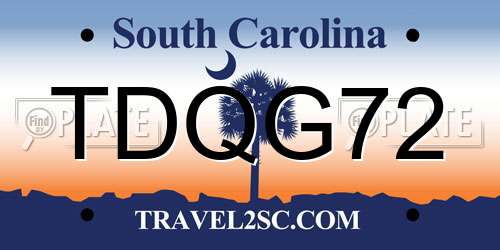 TDQG72 South Carolina License Plate