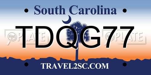 TDQG77 South Carolina License Plate