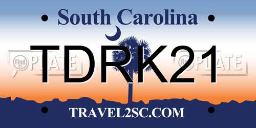 TDRK21 South Carolina License Plate