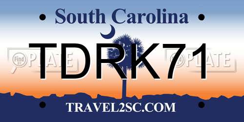 TDRK71 South Carolina License Plate