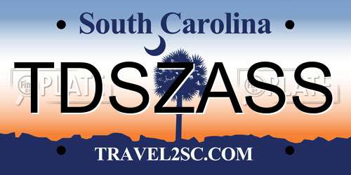 TDSZASS South Carolina License Plate