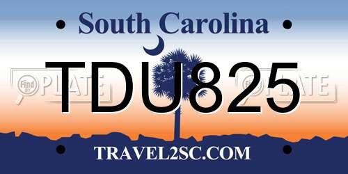TDU825 South Carolina License Plate