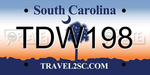 TDW198 South Carolina License Plate