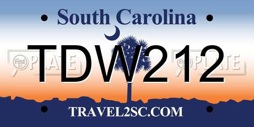 TDW212 South Carolina License Plate