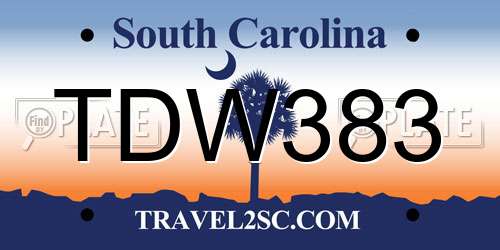 TDW383 South Carolina License Plate