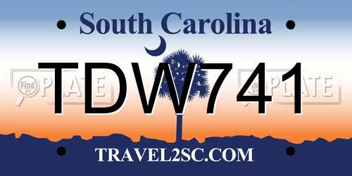 TDW741 South Carolina License Plate
