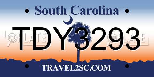 TDY3293 South Carolina License Plate