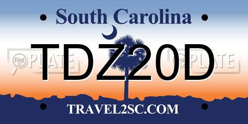 TDZ20D South Carolina License Plate
