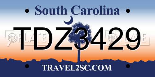 TDZ3429 South Carolina License Plate