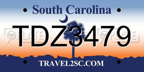 TDZ3479 South Carolina License Plate