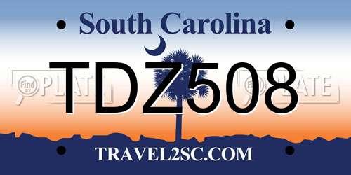 TDZ508 South Carolina License Plate