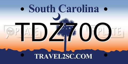 TDZ70O South Carolina License Plate