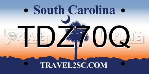 TDZ70Q South Carolina License Plate