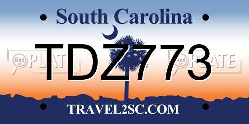 TDZ773 South Carolina License Plate