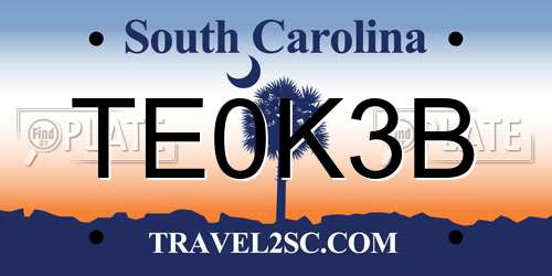 TE0K3B South Carolina License Plate