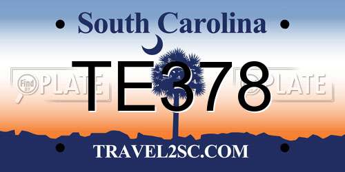 TE378 South Carolina License Plate