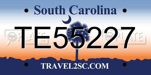 TE55227 South Carolina License Plate