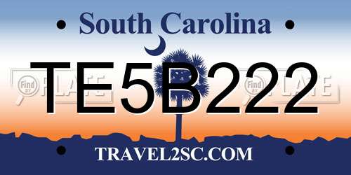 TE5B222 South Carolina License Plate