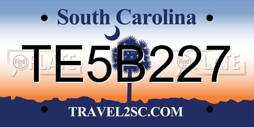 TE5B227 South Carolina License Plate