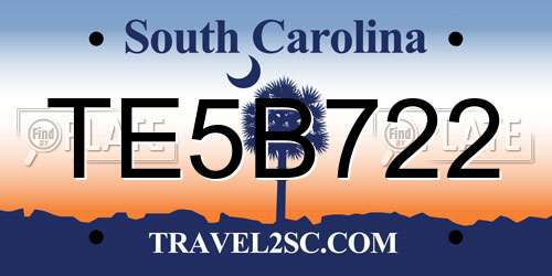 TE5B722 South Carolina License Plate