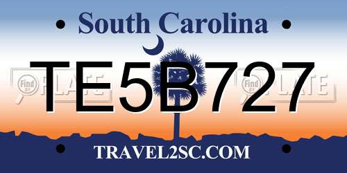 TE5B727 South Carolina License Plate
