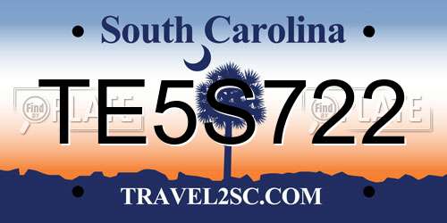 TE5S722 South Carolina License Plate