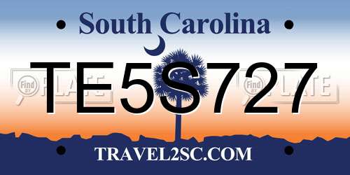 TE5S727 South Carolina License Plate